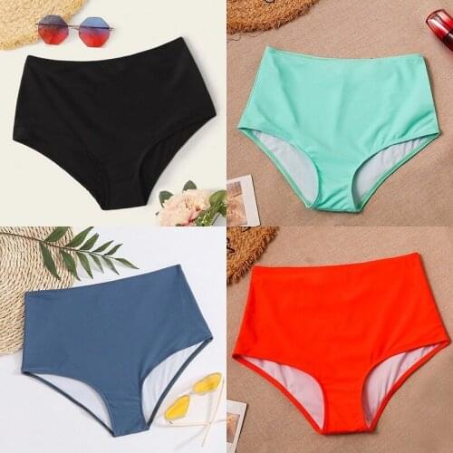 2021 New Fashion Ladies Solid Color High Waist Pants Bikini Split Swimsuit Swimwear