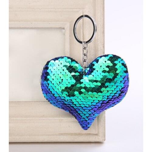 25pcs/lot Glitter Sequins Love Keychain Gifts Decorative Personality Accessories Heart-shaped Car Keys Ring Pendants Wholesale