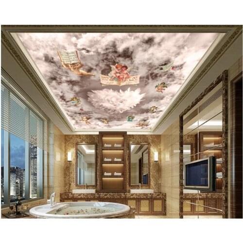 Custom photo 3d wallpaper ceiling mural Dreamy cloud sky little angel home decor 3d wall murals wallpaper in the living room