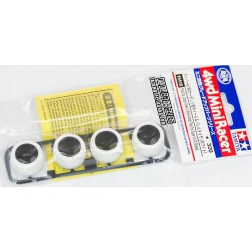 4Pcs(1 Bag) Small Dia. Carbon Wheel & White Arched Tires For Super X & XX Chassis 15415 For Tamiya Mini 4WD Car Model