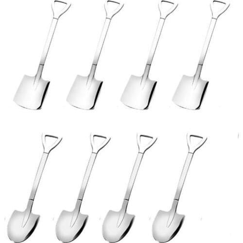 8PCS 304 Stainless Steel Coffee Spoon Retro Shovel Ice Cream Spoon Creative Tea-Spoon Fashion Tableware