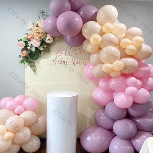 90pcs Macaron Baby Pink Balloons Arch Kit Shower Doubled Hot Pink Cream Peach Globos Birthday Party Backdrop Decoration Supplies