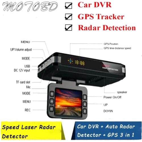 New 3 In 1 Car DVR Anti Radar Detector Full Bands GPS Camera Tracker G-sensor Dual Camera Loop Recording Dash Cam