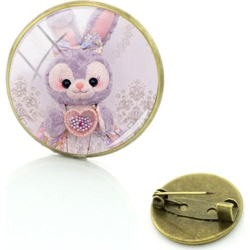 Disney Star Dailu Doll Pattern Brooch Plush Doll Art Pattern Glass Cabochon Mens And Womens Decorative Jewelry Brooch