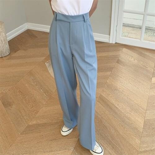 HziriP Loose Slim Solid Streetwear Straight Plus Size 2021 Femme Chic High Quality Office Lady New Pants High Waist Trousers