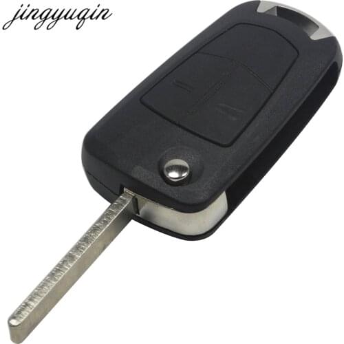 Jingyuqin 10pcs Flip Car Key Shell for Vauxhall Opel Corsa Astra Vectra Signum 2 Buttons Remote Folding Key Fob Case