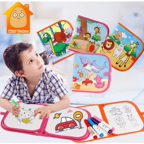 Kids Craft Portable Soft Drawing Board Magic Book Animal Marine Life Coloring Book DIY Painting With Pen Boys Gift