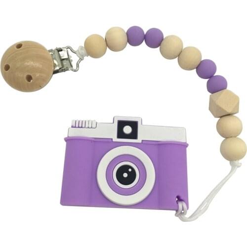 Baby Silicone Teethers Food Grade BPA Free Teething Toy Rodent Camera Baby Ring Teether DIY Chain Teething Necklace for Kids