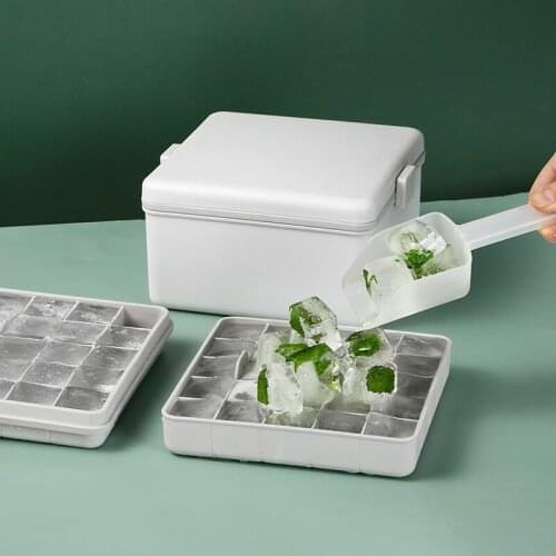 Double Layer Ice Cube Trays Silicon Bottom Ice Cube Storage Container Box With Lid BPA-Free Ice Mold Makers For Cool Drinks Bar
