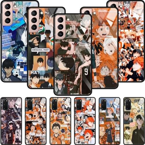 Haikyuu Volleyball Anime Tempered Glass Phone Case For Samsung Galaxy S21 S20 Ultra Plus FE S10e Lite S10 S9 S8 Plus Smartphone