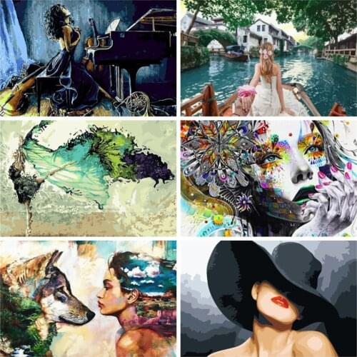 JHLJIAJUN DIY Painting By Numbers Adults Portrait Full Kits Oil Paint By Numbers Art Figure Drawing 50x40cm Home Decor