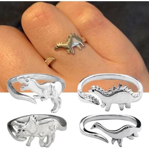 Dinosaur Long-necked Dragon Stegosaurus Ring Toy Cute Animal Opening Adjustable Ring Gift rings for women