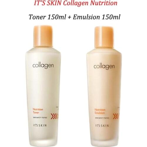 ITS SKIN Collagen Nutrition Toner 150ml + Emulsion 150ml Collagen Anti-aging Whitening Facial Cream Moisturizing KoreanCosmetic
