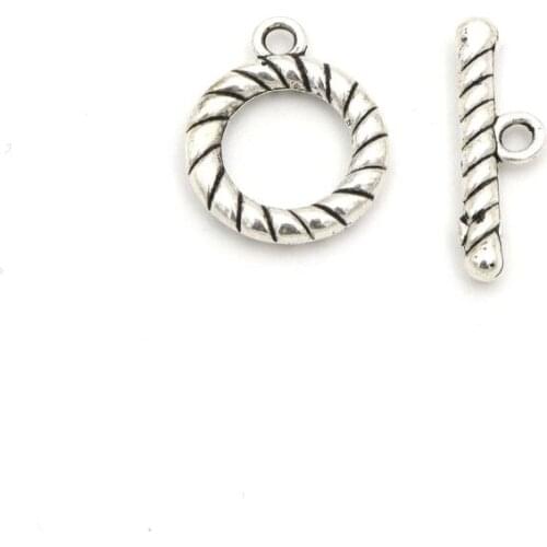 10 Pairs Antique Silver Stripe Round OT Clasp For Bracelet Jewelry Making Bracelet Necklace Diy Accessories Needlework Wholesale