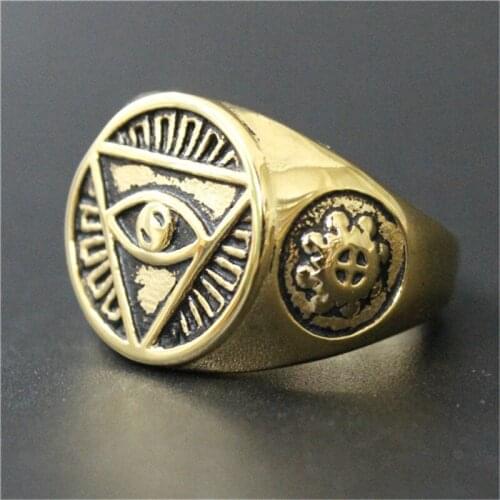 1pc Golden Color Eye Cool Ring 316L Stainless Steel Punk Style Newest Design Biker Ring