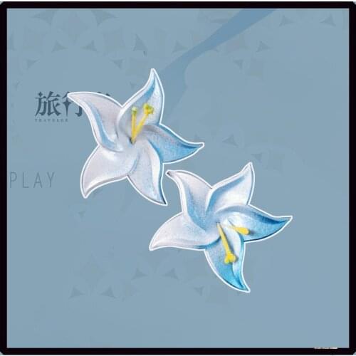 Cute Game Genshin Impact Traveller Lumine Flower Hairpin Cosplay Costume Headwear Hair Clip Props Halloween Carnival Accessories