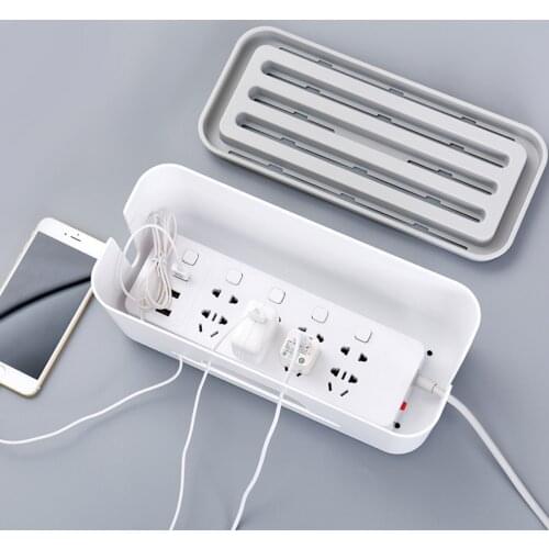 Multifunction Desktop Organizer Power Strip Wire Storage Box Anti Dust Manage Charger Socket Cable Case Network Line Storage Bin