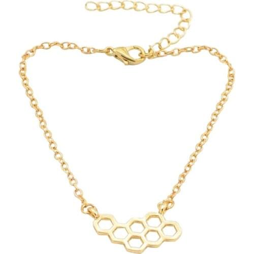 Fashion 2 Gold Silver Honey Comb Bee Hive Necklace Cute Honeycomb Necklace Beehive Necklaces Hexagon Necklace For Women