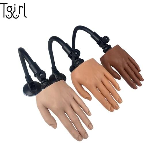 New Silicone Practice Hand with Holder For Nail Art With Flexible Fingers and Moveable Nails