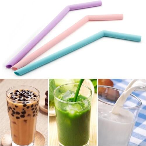 Portable Juice Beverage Cocktail Reusable Curved Silicone Drinking Straw Pipe Bar Tools