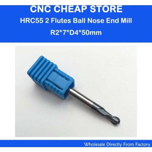 R2.0*7*50L HRC55 tungsten solid carbide BALL NOSE end mill for CNC milling machine