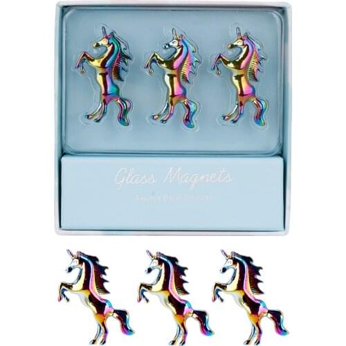 Rainbow Fridge Magnets 3 Pack Unicorn Steel Refrigerator Magnet Sticker Home School Office Whiteboard Decor Dry Erase Board