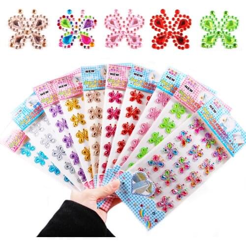 Multicolor Self-Adhesive Rhinestone Acrylic Butterfly Bling Craft Jewels Crystal Gem Stickers Diy PC Car Jewelry Art