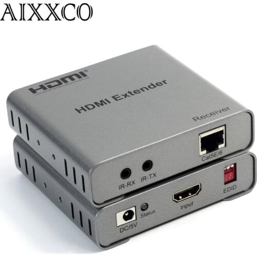 AIXXCO 50m HDMI Splitter Network Extender Transmitter Receiver Over CAT5e/6 Single Cable 1080P with HDMI Loop-out 3D EDID