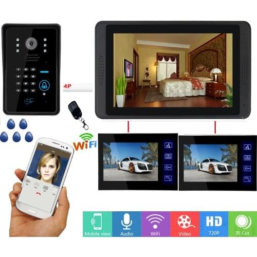 SmartYIBA 7 inch Wired / Wireless Wifi RFID Password Video Door Phone Doorbell Intercom System with IR-CUT HD 1000TV