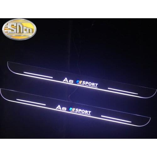 SNCN 4PCS Car LED Door Sill For Audi A6 C5 C6 C7 C8 2000 - 2019 Ultra-thin Acrylic Dynamic LED Welcome Light Scuff Plate Pedal