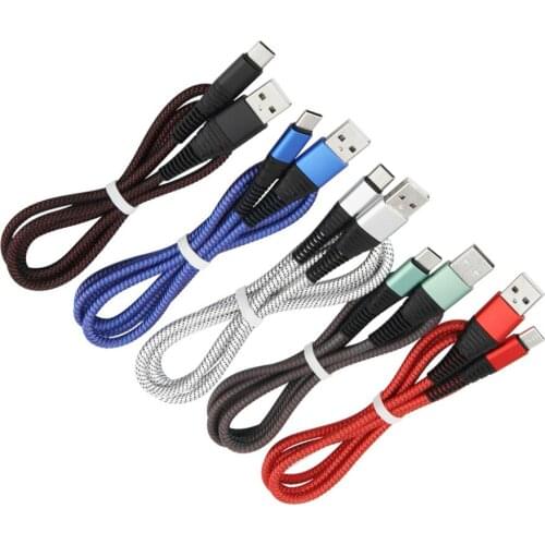 1M Phone Cables Nylon Micro USB Cable Type C Charger Data Cord For Huawei Samsung for iPhone Fast Charging Power Charge Wire