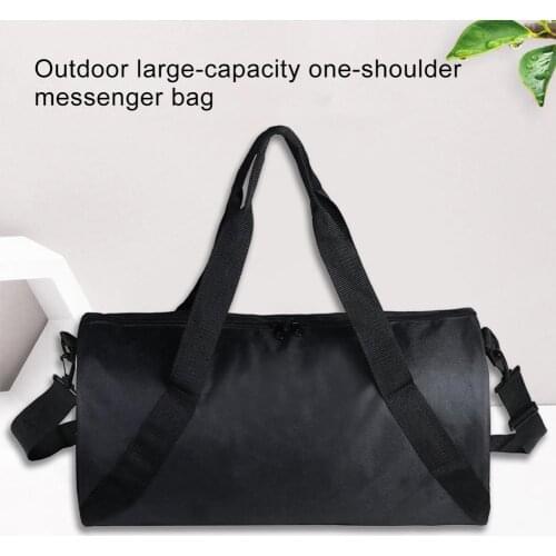 Outdoor Bag Fitness Bag Large Capacity Double Zipper Oxford Cloth Crossbody Short Distance Travel Cylinder Handbag for Outdoor