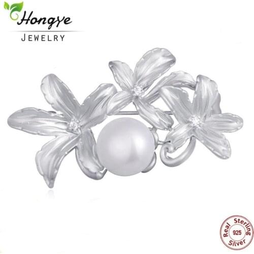 Hongye Great Crystal Natural Freshwater Pearls Silver Color Brooch Banquet Wedding Women Pins Coat Artdeco Vintage style Jewelry