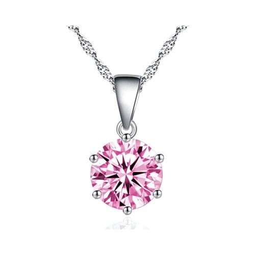Ladies Pendant Necklace Round AAA Zircon Collar Necklace Glamour Princess Collar Engagement Jewelry Send Girlfriend