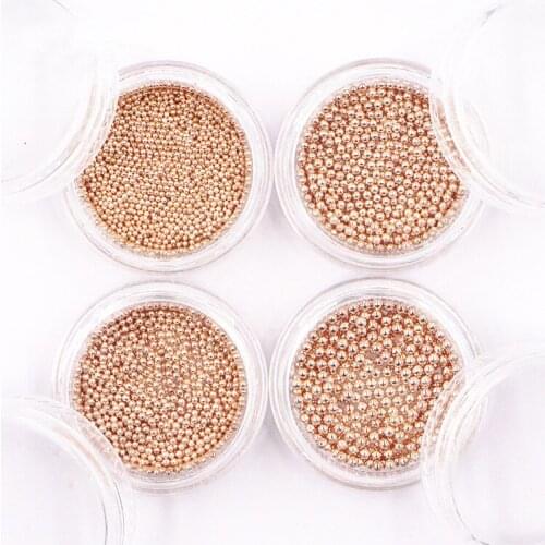 1 box new arrive Rose Gold color small metal beads nail art Decoration alloy Manicure Tool 0.8mm/1.0mm/1.2mm/1.5mm sizes