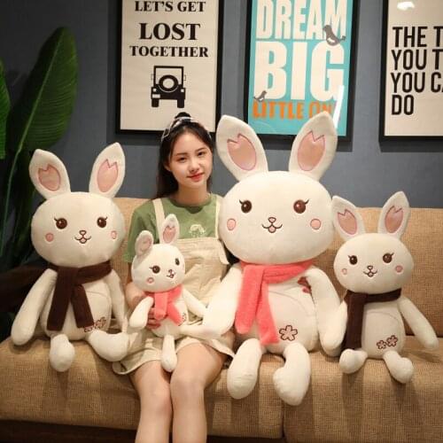 1pc 58/80CM Lovely Sakura Rabbit Plush Toys Stuffed Cartoon Rabbits with Scarf Doll Soft Pillow For Kids Girls Birthday Gifts