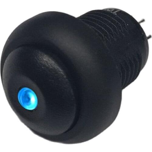 12mm black body latching self locking Concave head 12mm dot led 3A 250V latching waterproof switch