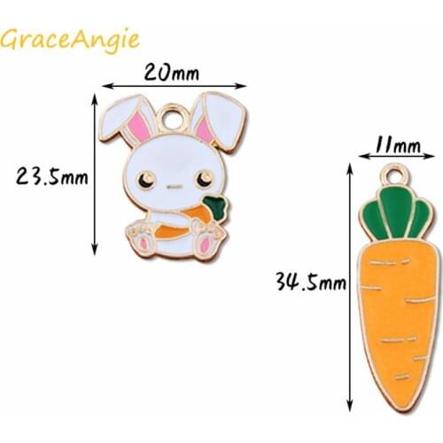 10pcs Enamel charms for jewelry making Rabbit Carrot Animal Candy Charms for Earrings Jewelry Keychains Making Lovely Baby Gift
