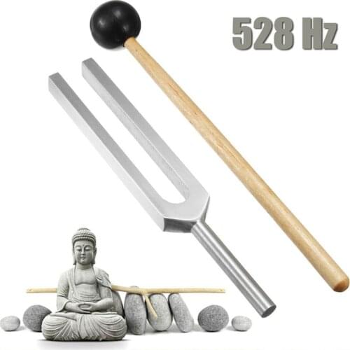 2021 Top 528 Hz Tuning Fork with Silicone Hammer Cleaning Cloth for Healing Relaxation