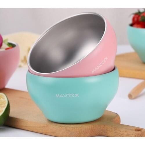 304 Stainless Steel Bowl Soup Bowl Rice Bowl Noodle Bowl Home Meal Children Small Bowl Double Anti-scalding Baby Iron Bowl