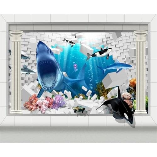 Beibehang Large - scale custom wallpaper 3D stereo space to expand the underwater world background wall decoration