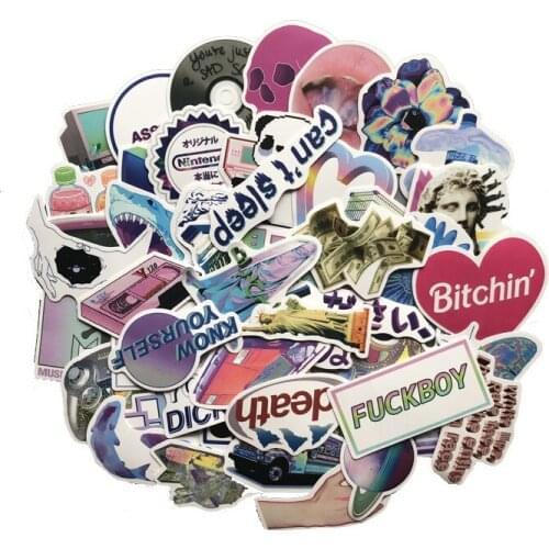 50pcs/pack Steam wave Stickers for Luggage Laptop Decal Skateboard Stickers Moto Bicycle Car Guitar Fridge Sticker