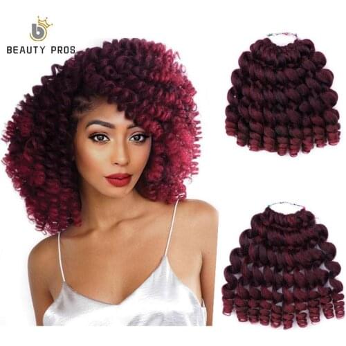 8inch Ombre Jumpy Wand Curl Crochet Braids Jamaican Bounce 10strands Synthetic Crochet Hair Extension for Afro Women