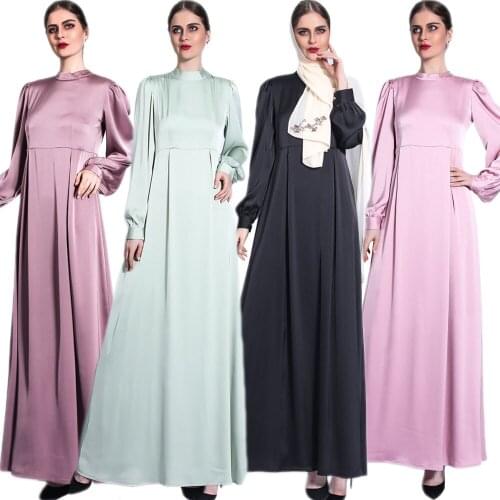 Satin Abaya Dubai Women Maxi Dress Silk Long Party Gown Muslim Robe Islamic Clothing Turkey Caftan Eid Ramadan Mubarak Djellaba