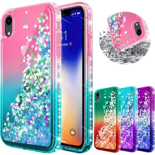 For iPhone X XR XS Max Case Luxury Quicksand Liquid Case Bling Sequin Glitter Diamond Hard Back Cover For iPhone X Xs XR Xs Max