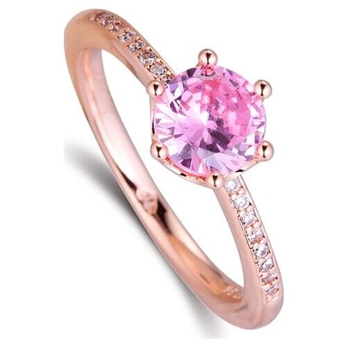 CKK Ring Pink Sparkling Crown Rings for Women Men Anillos Mujer 925 sterling silver 925 Jewelry Wedding Aneis hombre