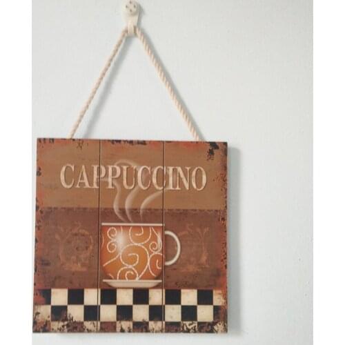 Rustic Farmhouse Wood Board Sign Latte & Cappuccino Wall Door Hanging Coffee Bar Decorative plaque Sign