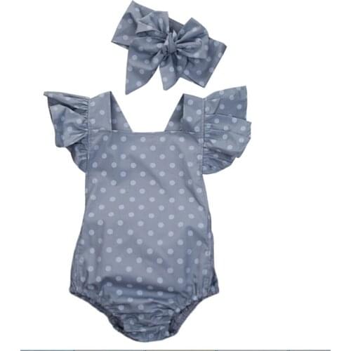 Baby Girl Clothes Newborn Infant Kids Baby Clothes Clothing Polka Dot Romper + Headband Cotton Jumpsuit Outfit Summer Clothes