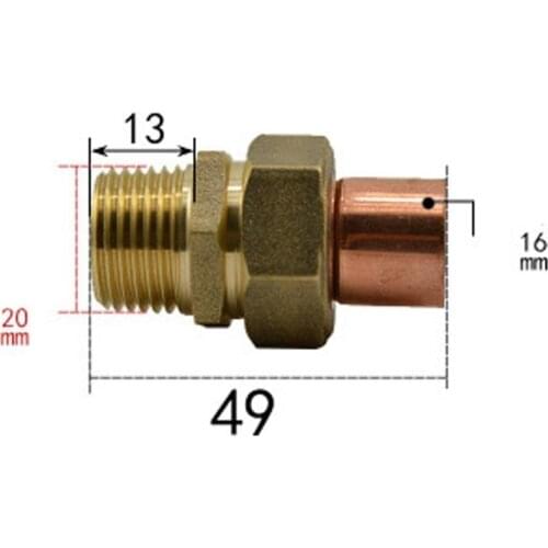 DN15 G 1/2" BSPP Male x Copper Inner Dia 16mm Brass Copper End Feed Fitting Union Connector Coupler Adapter Water Gas Oil