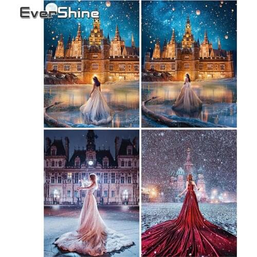 EverShine Diamond Painting Portrait 5D Full Square Diamond Embroidery Woman Picture Rhinestones Mosaic Castle Decor For Home